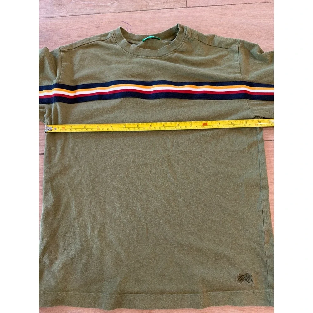 United Colors of Benetton Kids Green Striped Short Sleeve T-Shirt‎ Olive Small